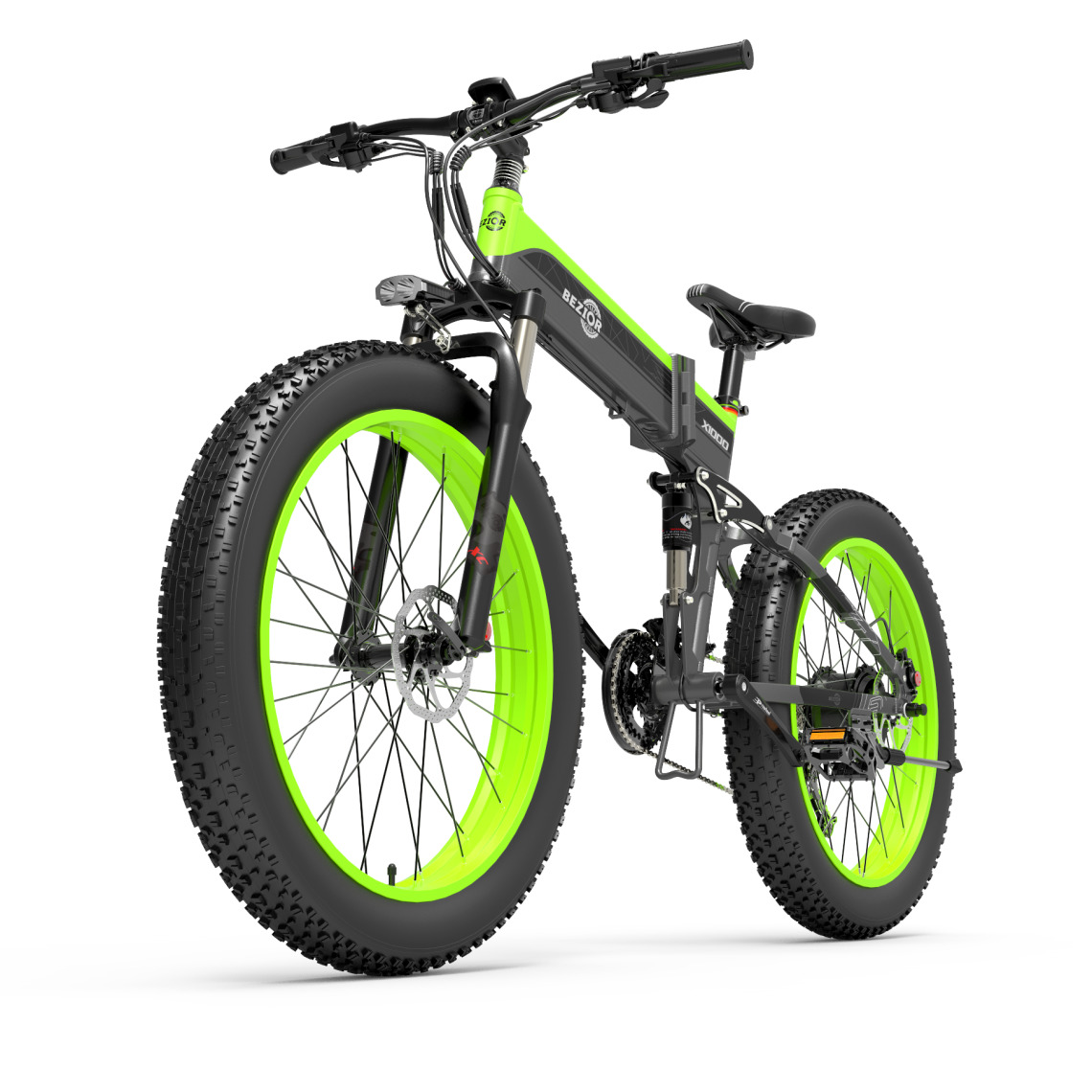 Bezior - Vélo électrique pliable Bezior X1000ï¼1000Wï¼40km/hï¼moteur12.8AHï¼Vert fluorescent - Vélo électrique