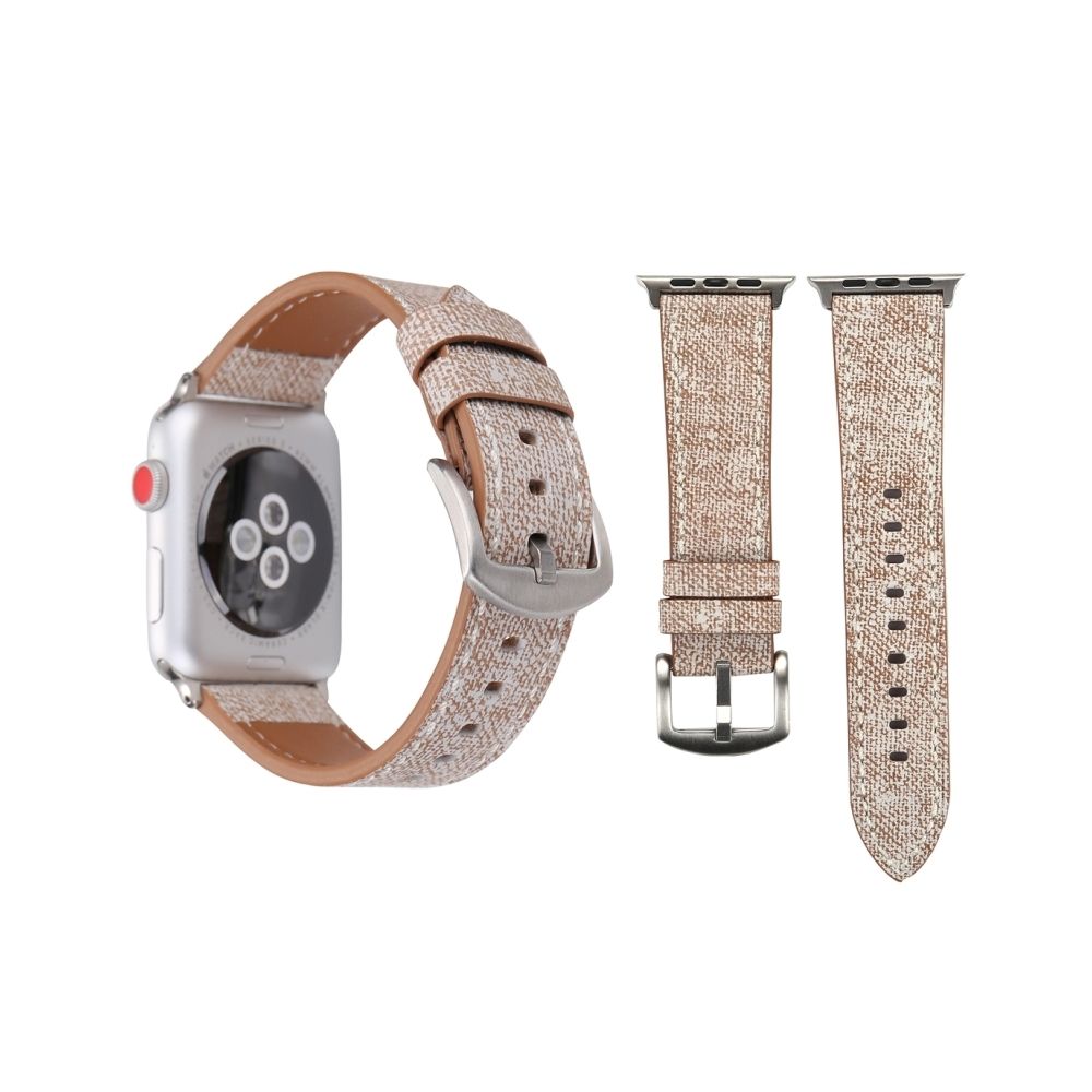 Wewoo - Bracelet gris pour Apple Watch Series 3 & 2 & 1 38mm Simple Mode Véritable Cuir Cowboy Clair - Accessoires Apple Watch