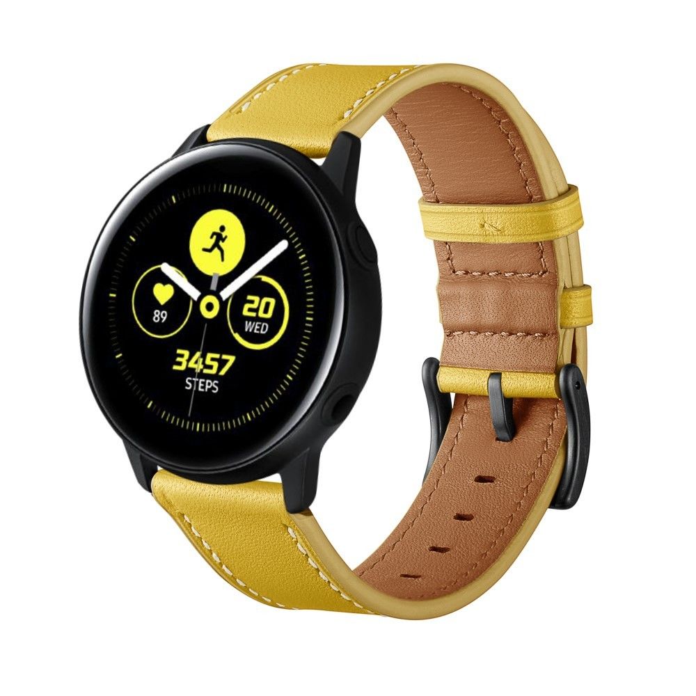 marque generique - Bracelet en cuir véritable jaune pour votre Samsung Galaxy Watch Active1/Active2 40mm/44mm - Accessoires bracelet connecté