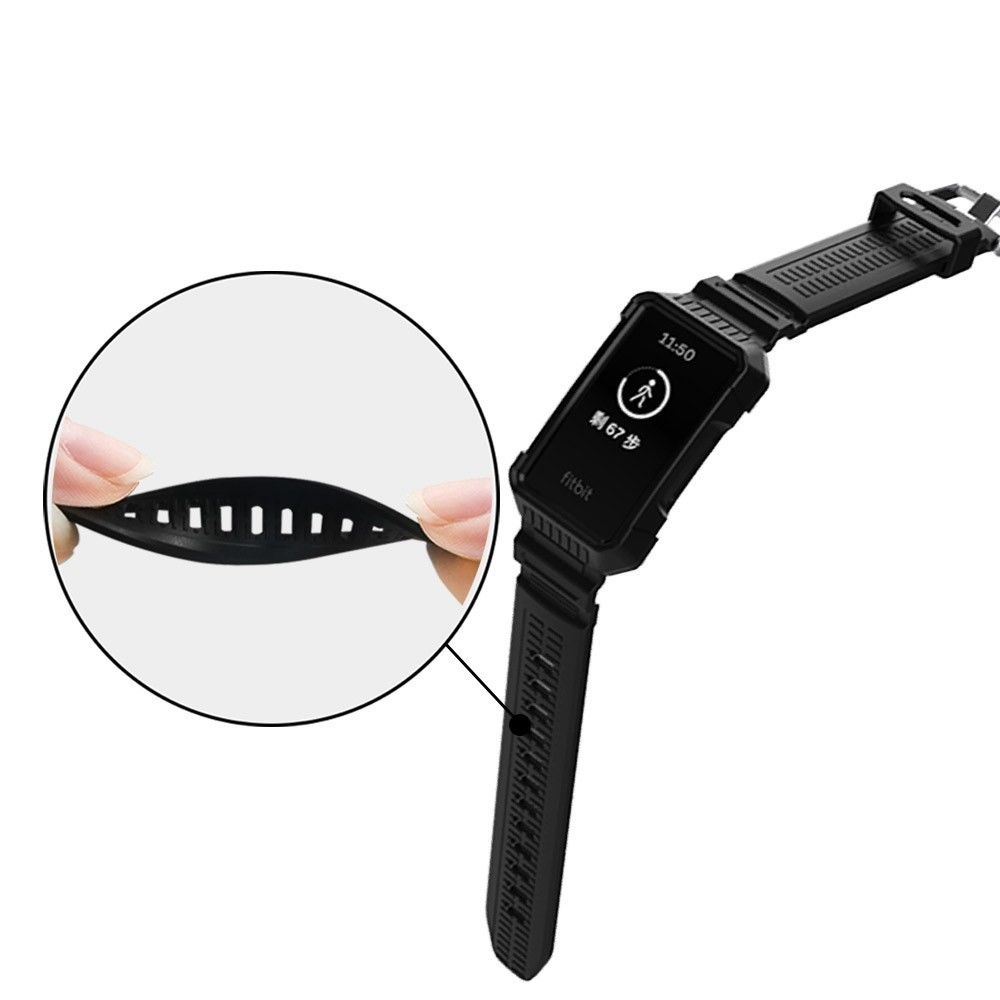 marque generique - Bracelet en silicone style d'armure noir pour votre Fitbit Charge 3 - Accessoires bracelet connecté