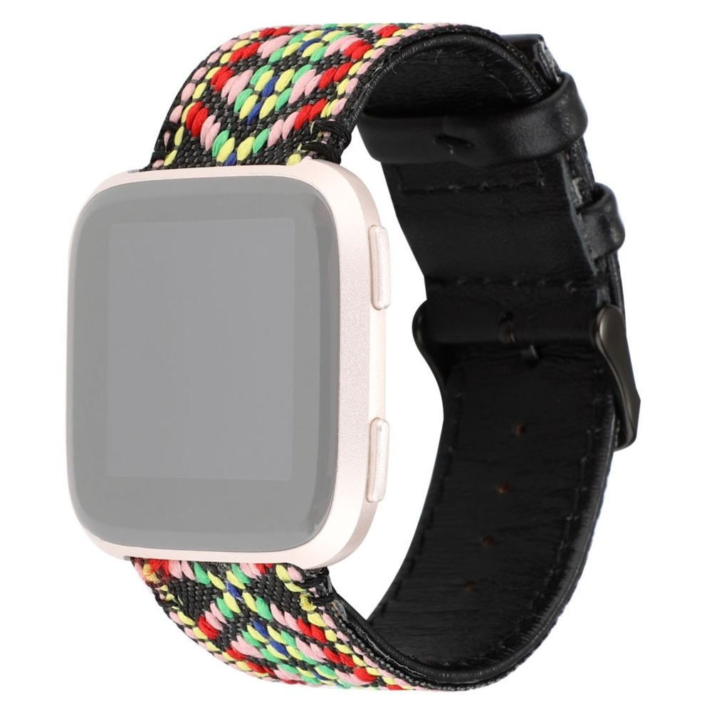 Wewoo - Bracelet pour montre connectée Fitbit Versa Style ethnique en cuir véritable coloré - Bracelet connecté