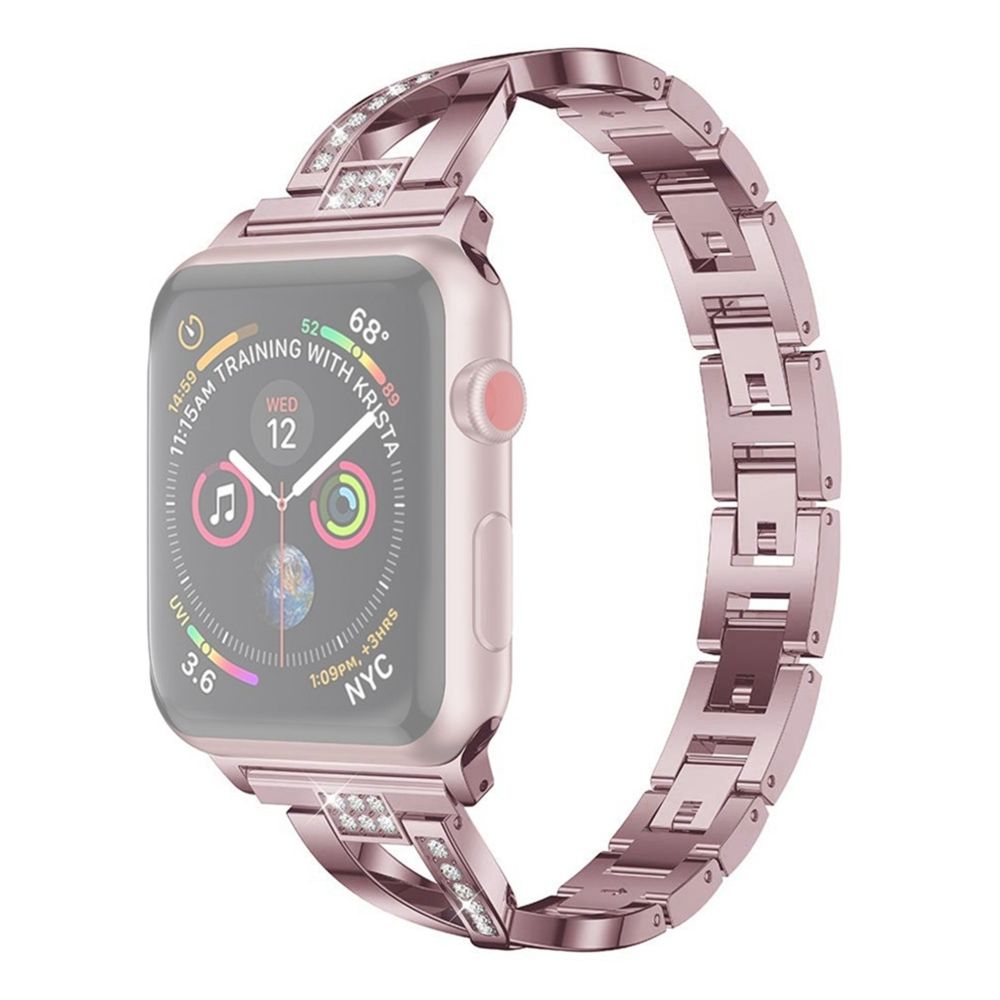 Wewoo - Bracelet en acier inoxydable serti de diamants pour Apple Watch séries 5 et 440 mm / 3 et 2 et 138 mm violet - Accessoires montres connectées