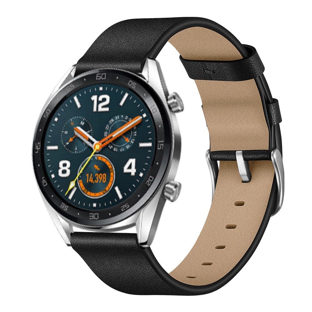 marque generique - Bracelet en cuir véritable noir pour votre Huawei Watch GT/Watch Magic/Watch 2 - Accessoires bracelet connecté