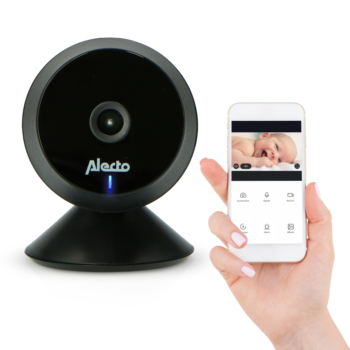 Alecto - Babyphone Wi-Fi avec caméra SMARTBABY5BK Noir - Babyphone connecté