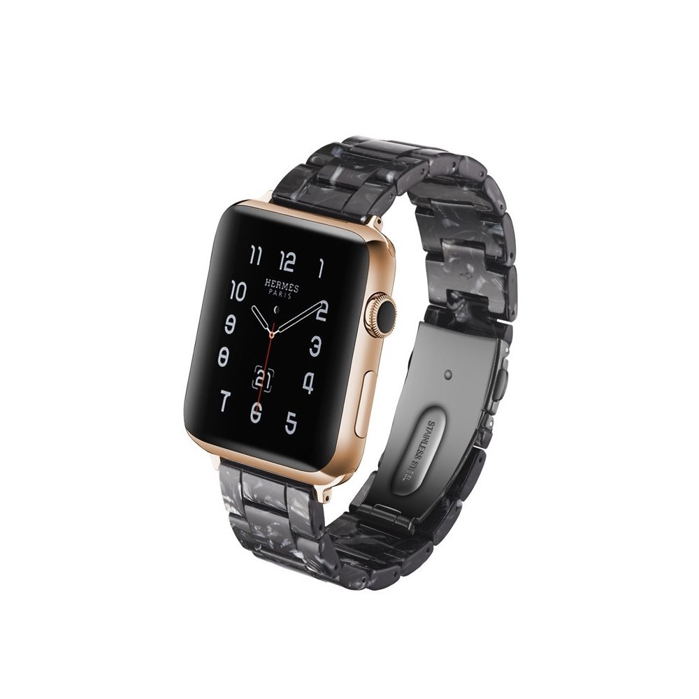 Wewoo - Bracelet de montre en résine Simple Fashion pour Apple Watch séries 5 et 4 40 mm et séries 3 et 2 et 1 38 mm Fleur noire - Accessoires montres connectées