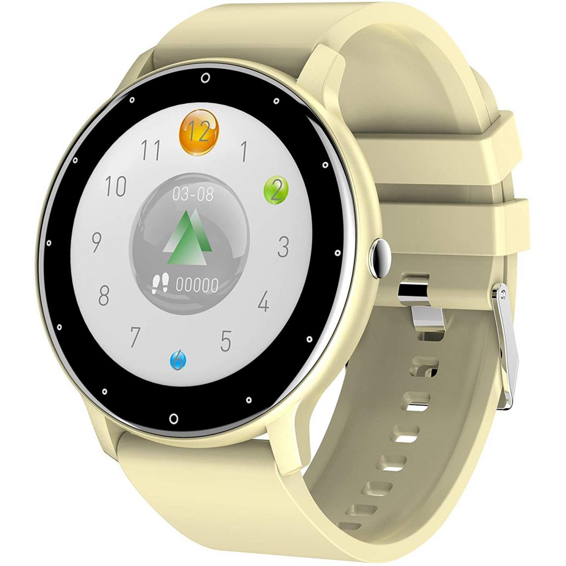 Chrono - Montre intelligente pour téléphones Android iOS Phone Ultra Thin Smartwatch Moniteur de fréquence cardiaque Fitness Tracker avec podomètre de pression artérielle Compteur de calories Montre pour femmes Hommesï¼Beigeï¼ - Montre connectée