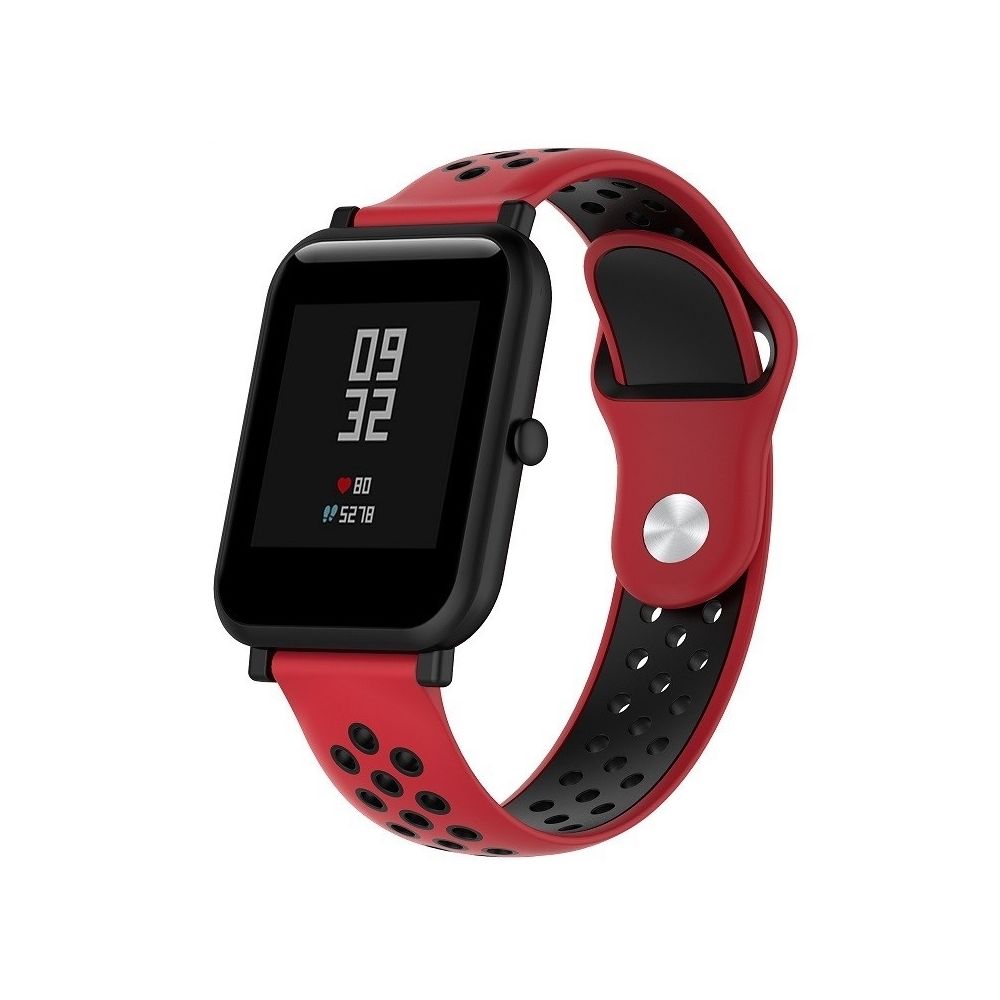 Wewoo - Bracelet pour montre connectée Dragonne sport en silicone bicolore Huawei série 1 18 mm rouge noir - Bracelet connecté
