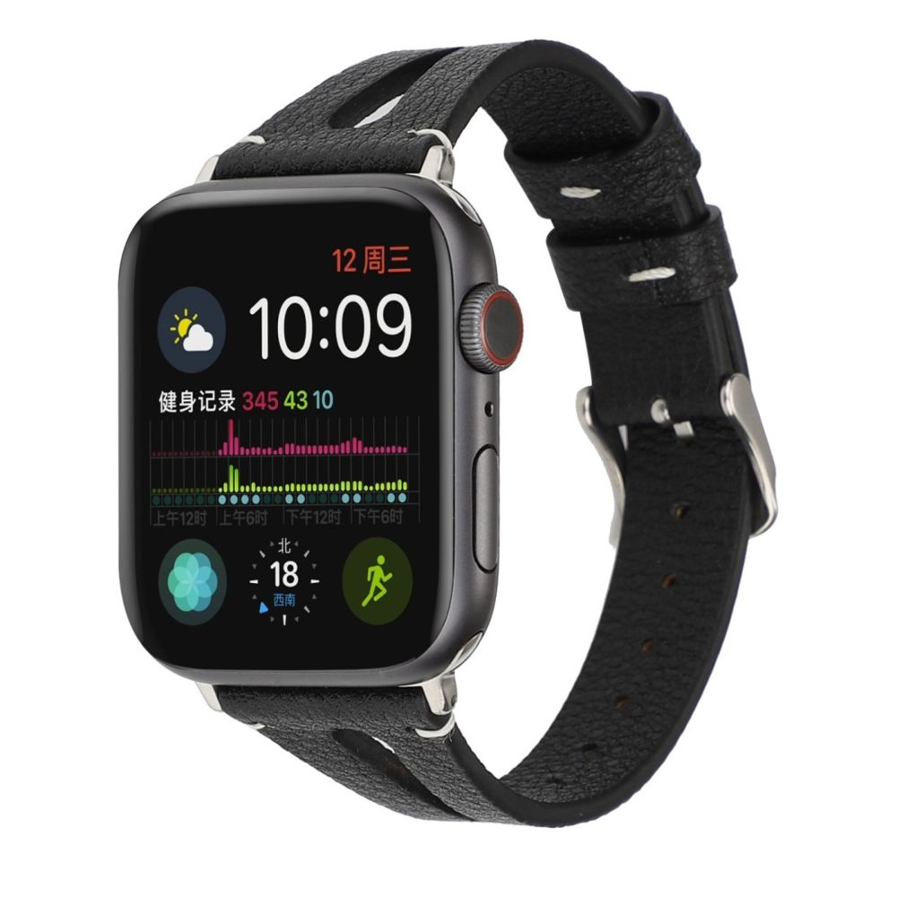 Wewoo - Bracelet en cuir simple forme de V pour Apple Watch séries 5 et 4 44 mm / 3 et 2 et 1 42 mm Noir - Accessoires montres connectées