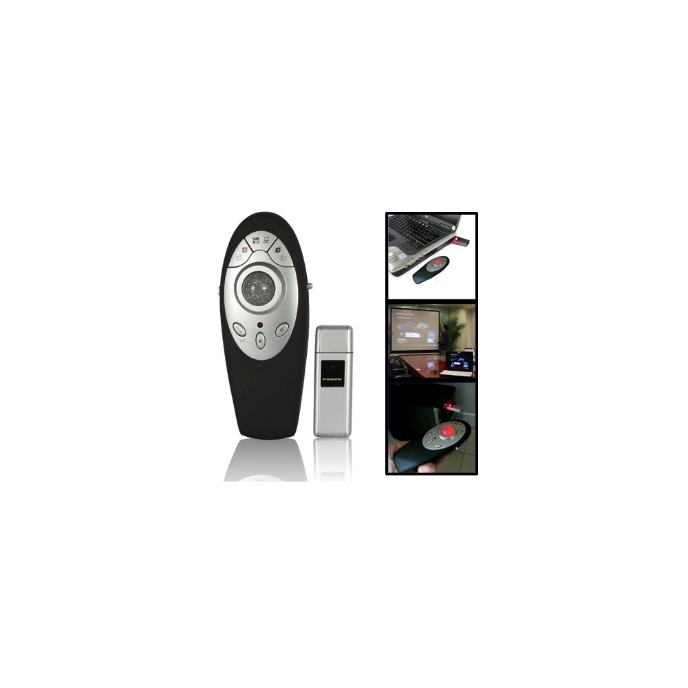 Wewoo - Télécommande noir pour PC / ordinateur portable PP8000 Présentateur multimédia sans fil 2,4 GHz avec pointeur laser et Récepteur USB - Accessoires de motorisation