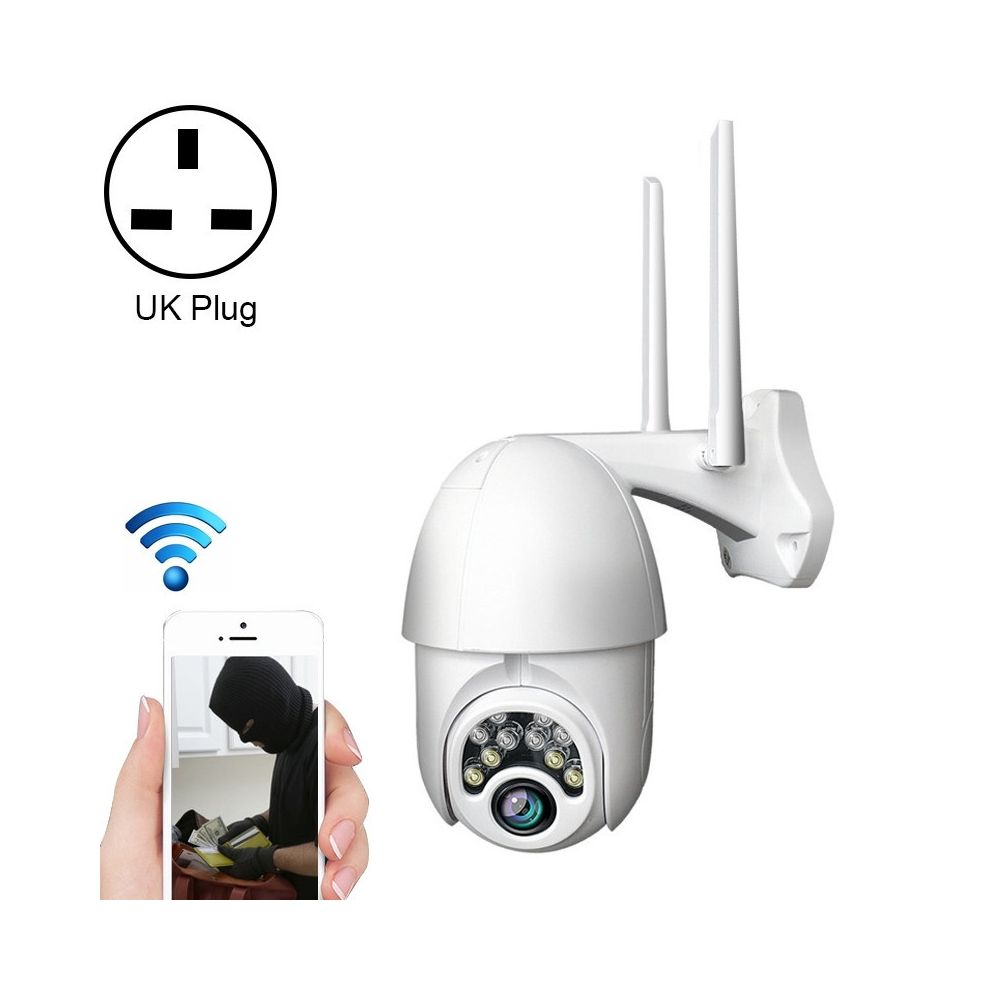 Wewoo - Caméra IP WiFi Q10 Téléphone portable étanche extérieur Rotation à distance sans fil WiFi 10 lumières de vision nocturne IR HDprise en charge de la détection de mouvement vidéo / alarme et enregistrementprise britannique - Caméra de surveillance connectée
