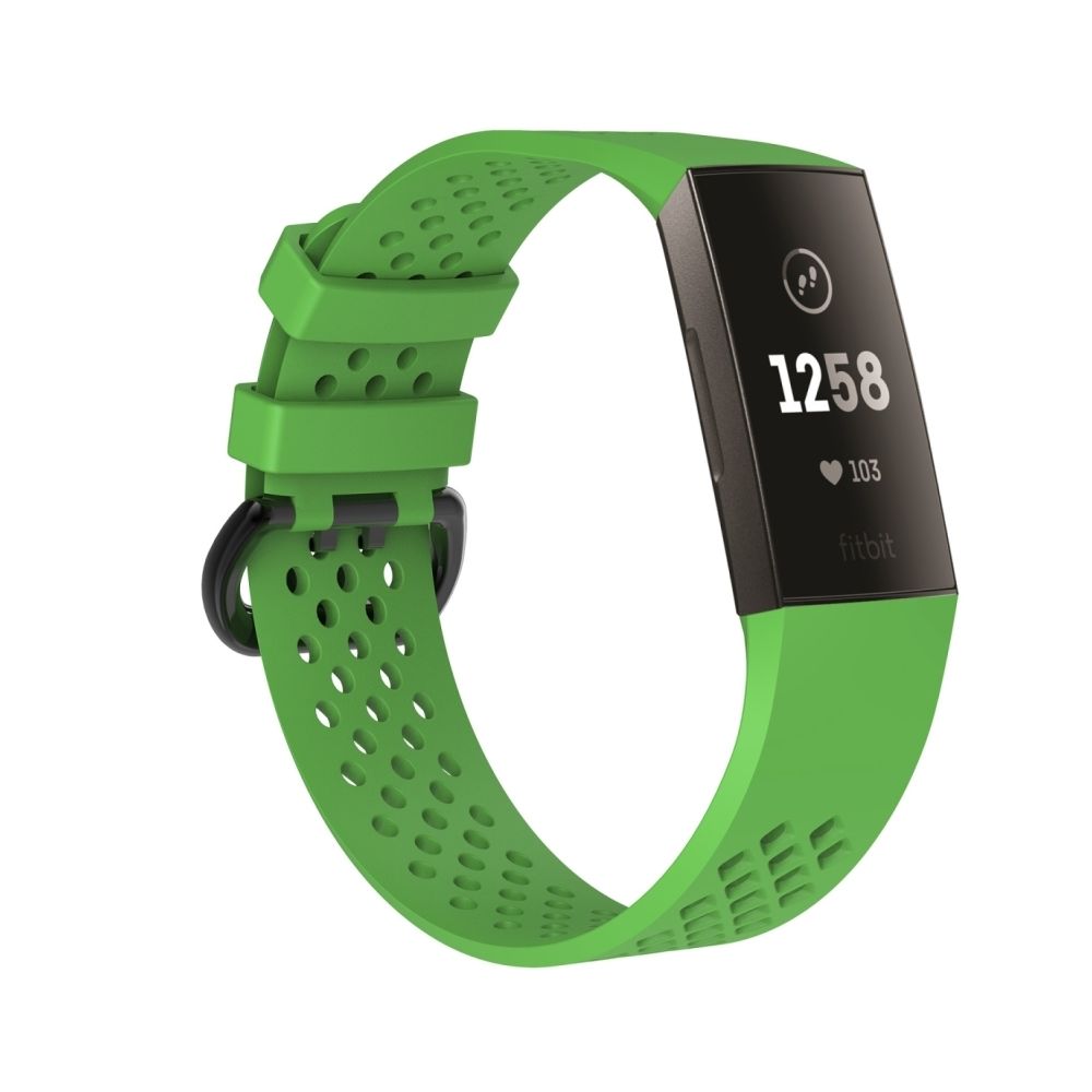 Wewoo - Bracelet pour montre connectée Dragonne ajustable avec trou carré FITBIT Charge 3 Vert - Bracelet connecté