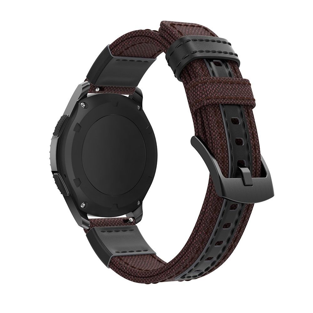 marque generique - Bracelet en cuir véritable en toile marron pour votre Samsung Gear S3 Classic/S3 Frontier/Galaxy Watch 46mm - Accessoires bracelet connecté