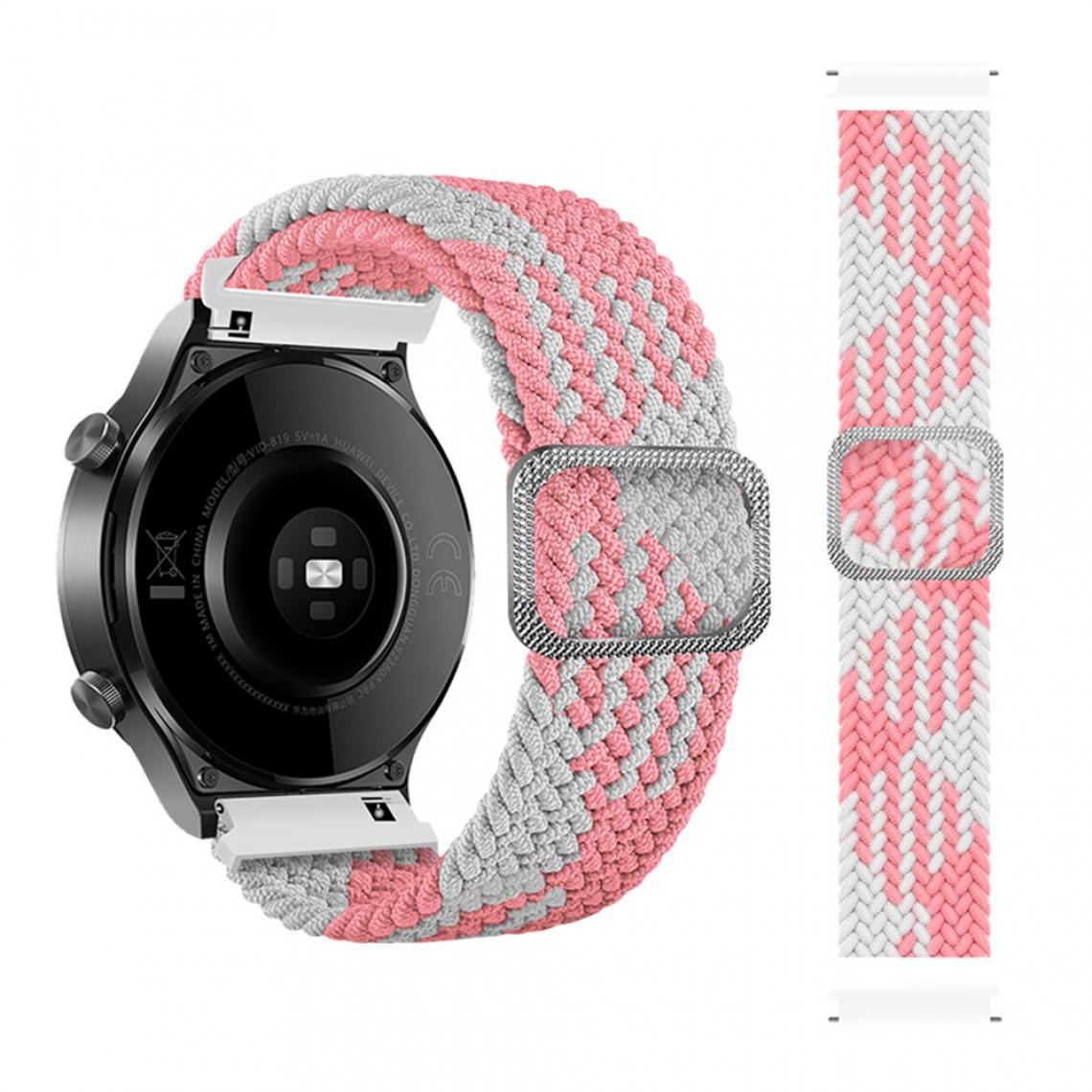 Other - Bracelet en tissu Corde tressée de style nouveau 22 mm réglable rose/blanc pour votre Samsung Gear S3 Classic/S3 Frontier/Galaxy Watch 46mm - Accessoires bracelet connecté
