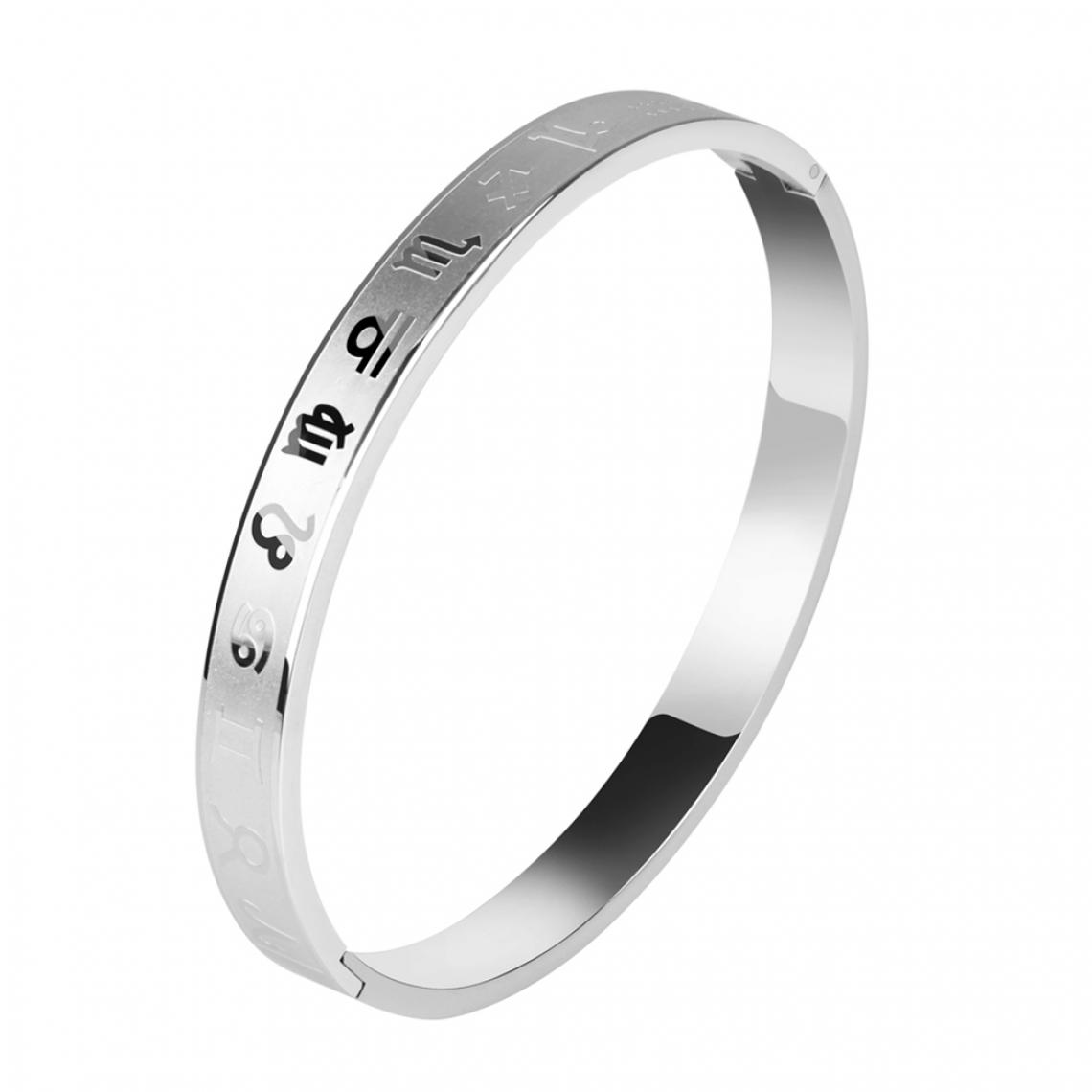 marque generique - bracelet unisexe en acier inoxydable titane zodiac modèle sculpté bracelet 6mm - Bracelet connecté