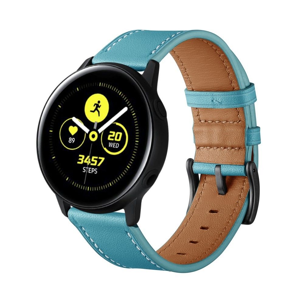 marque generique - Bracelet en cuir véritable bleu pour votre Samsung Galaxy Watch Active1/Active2 40mm/44mm - Accessoires bracelet connecté