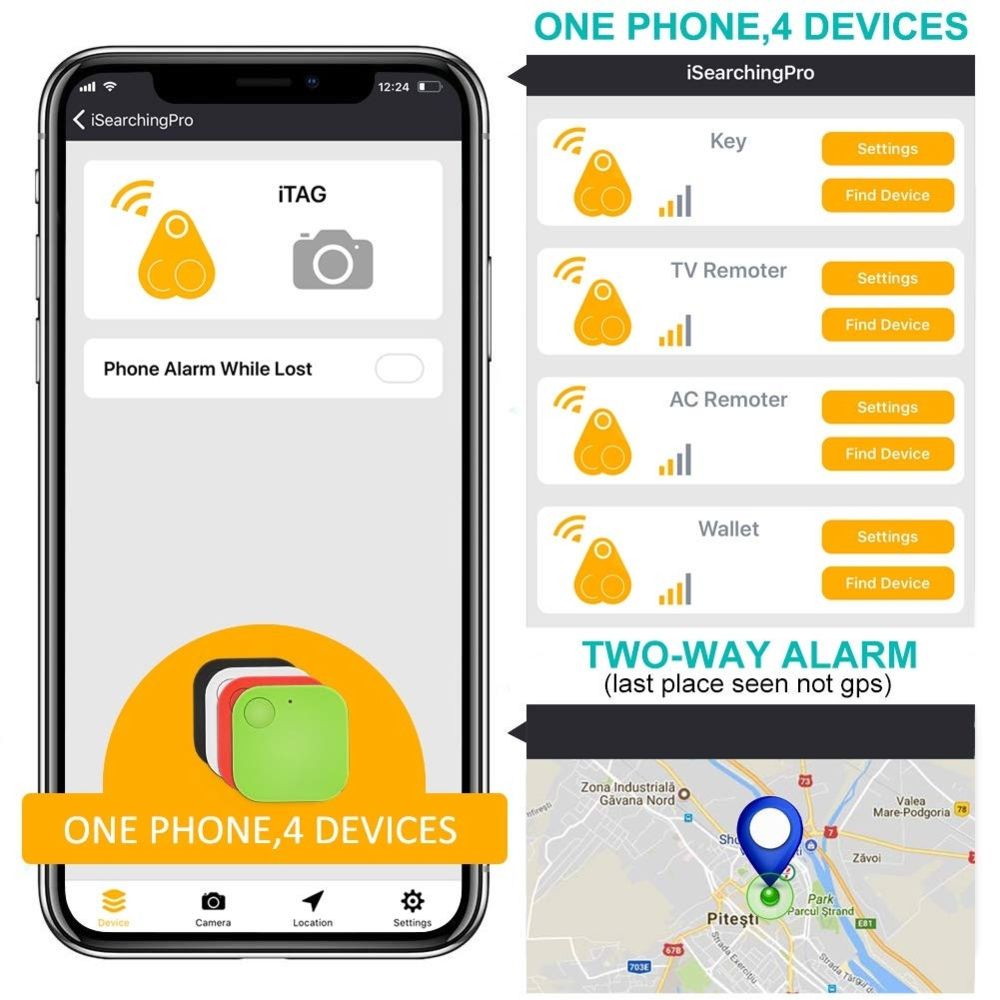 Wewoo - Portable Mini Carré Anti Dispositif Perdu Smart Bluetooth À Distance Anti-Vol Alarme Porte-clés Rouge - Alarme connectée