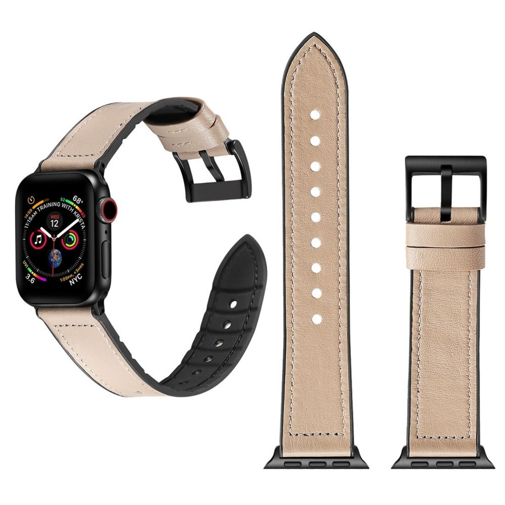 Wewoo - Bracelet en acier inoxydable couleur TPU + pour Apple Watch séries 5 et 4 40 mm / 3 et 2 et 1 38 mm Gris - Accessoires montres connectées