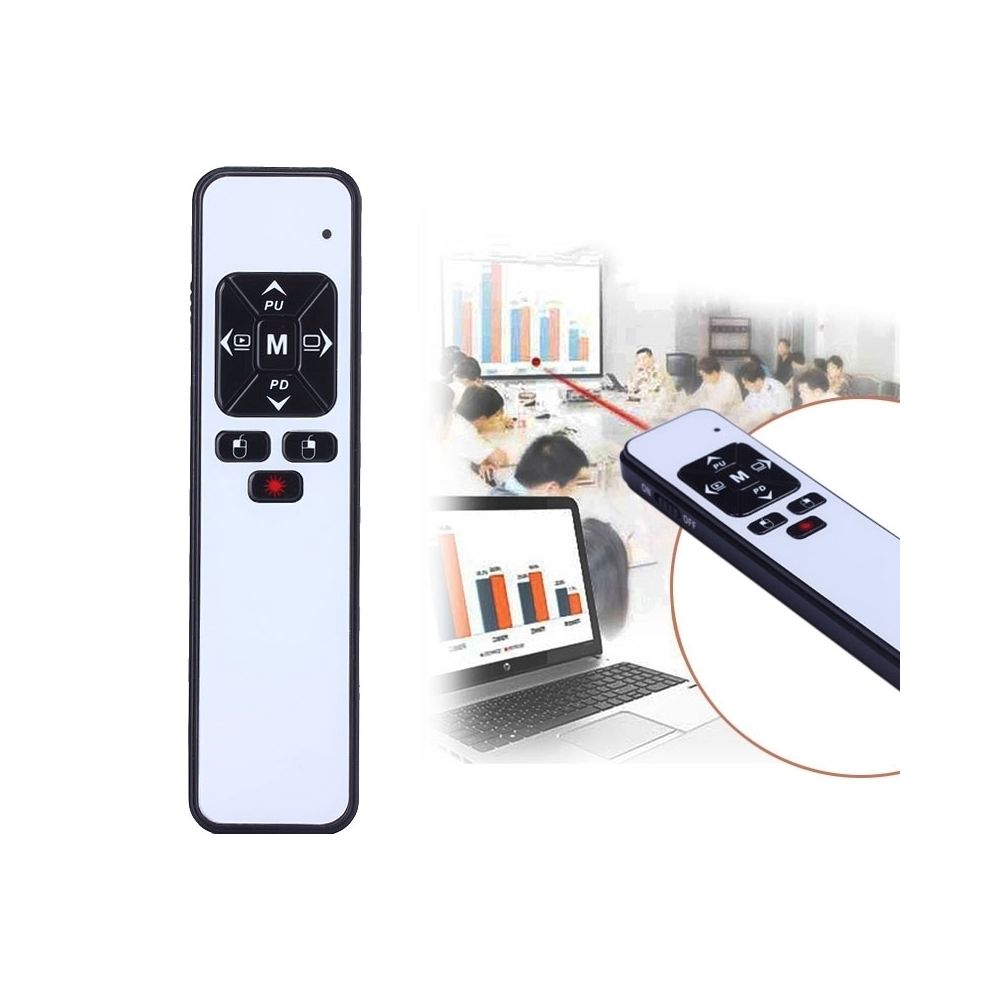 Wewoo - Télécommande blanc 2.4GHz Présentation multimédia à distance PowerPoint Clicker Handheld Controller Pen avec récepteur USB, distance de contrôle: 25m - Accessoires de motorisation