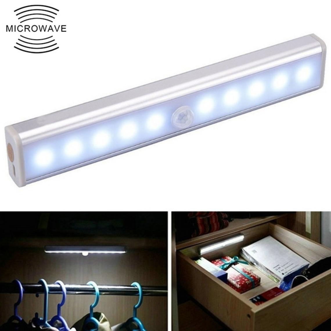 Wewoo - Lumière intelligente de Cabinet de couloir de la LED de capteur de corps humain d'écran large de blanche de 1.8W 10 LEDsversion de batterie - Détecteur connecté