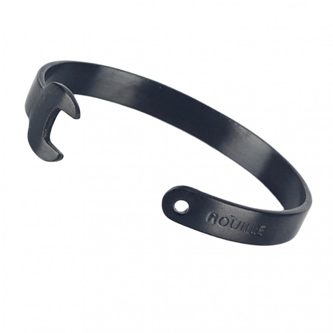 marque generique - Bracelet style vintage clé ouverte manchette réglable noir mat - Bracelet connecté
