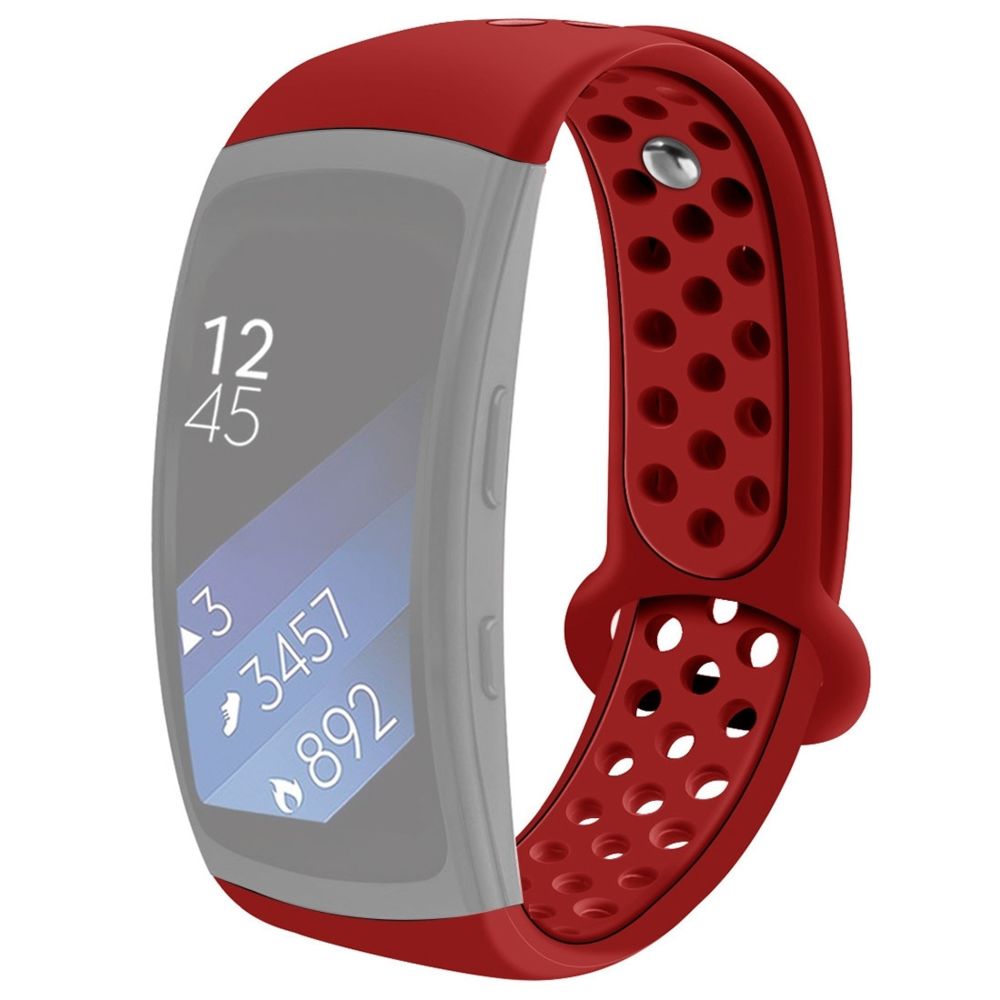 Wewoo - Bracelet pour montre connectée Gear Fit2 / Fit2 Pro Smart Watch Multiaperture en silicone bicolore de poignet Rouge - Bracelet connecté
