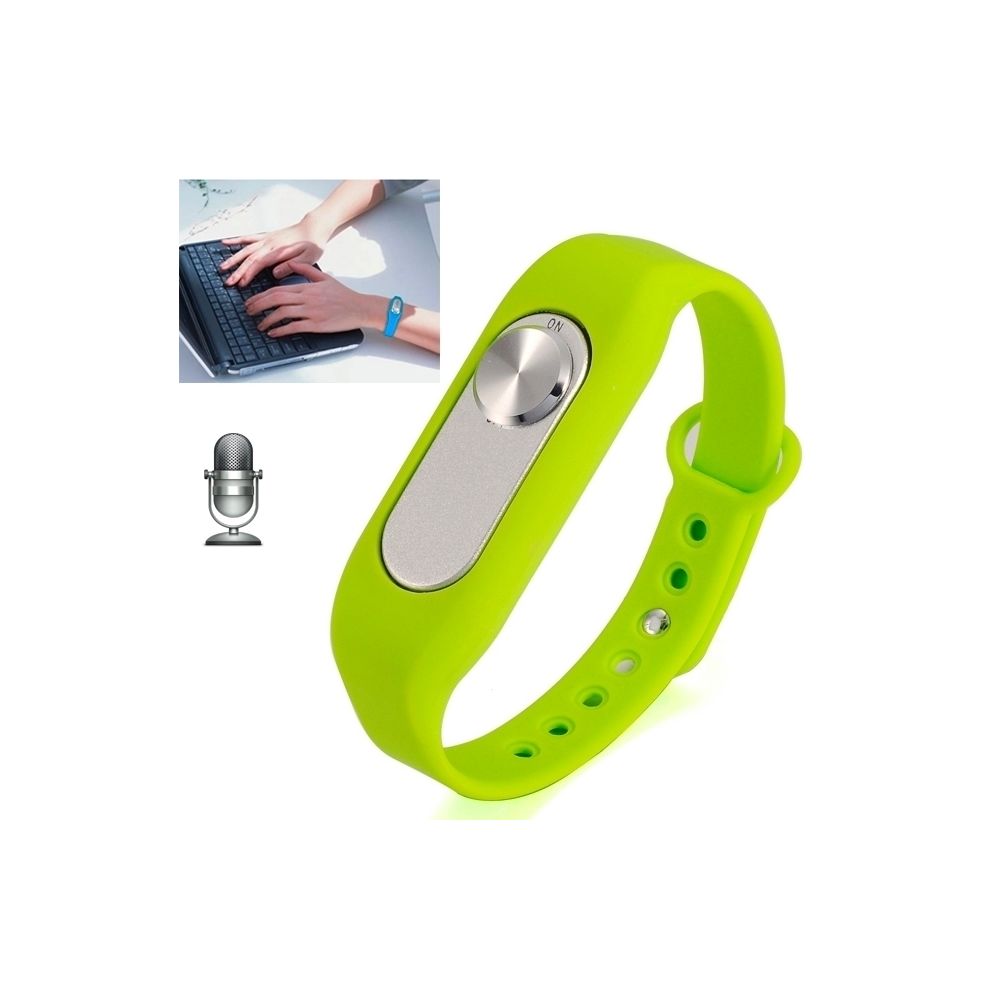 Wewoo - Bracelet connecté vert Montre-bracelet enregistreur vocal numérique 4 Go portable, un enregistrement de temps long bouton - Bracelet connecté