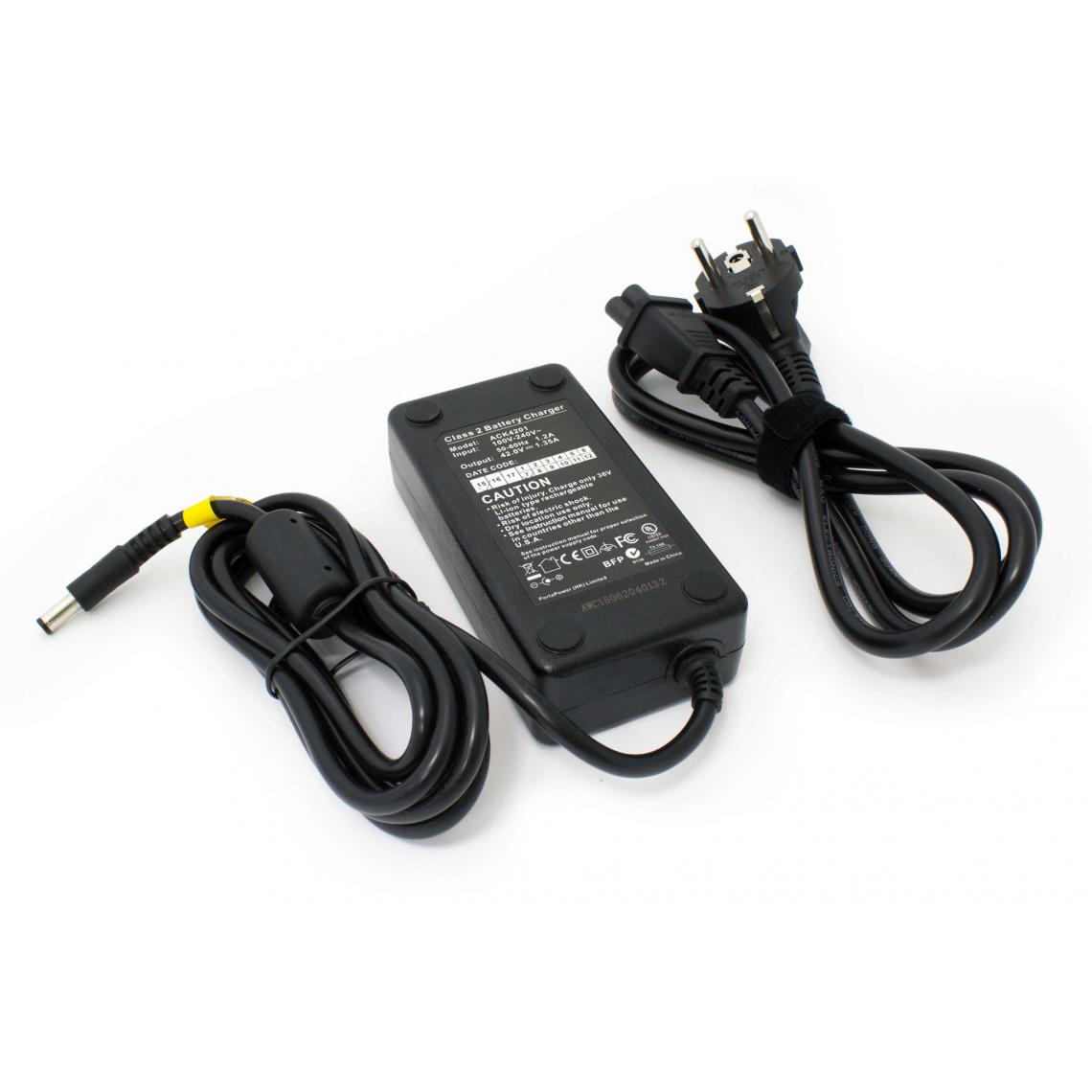 Vhbw - vhbw chargeur remplacement pour HP1202L3 pour vélos électriques, E-bike - Pour batteries Li-ion de 36 V, avec connexion par prise ronde - Accessoires Mobilité électrique