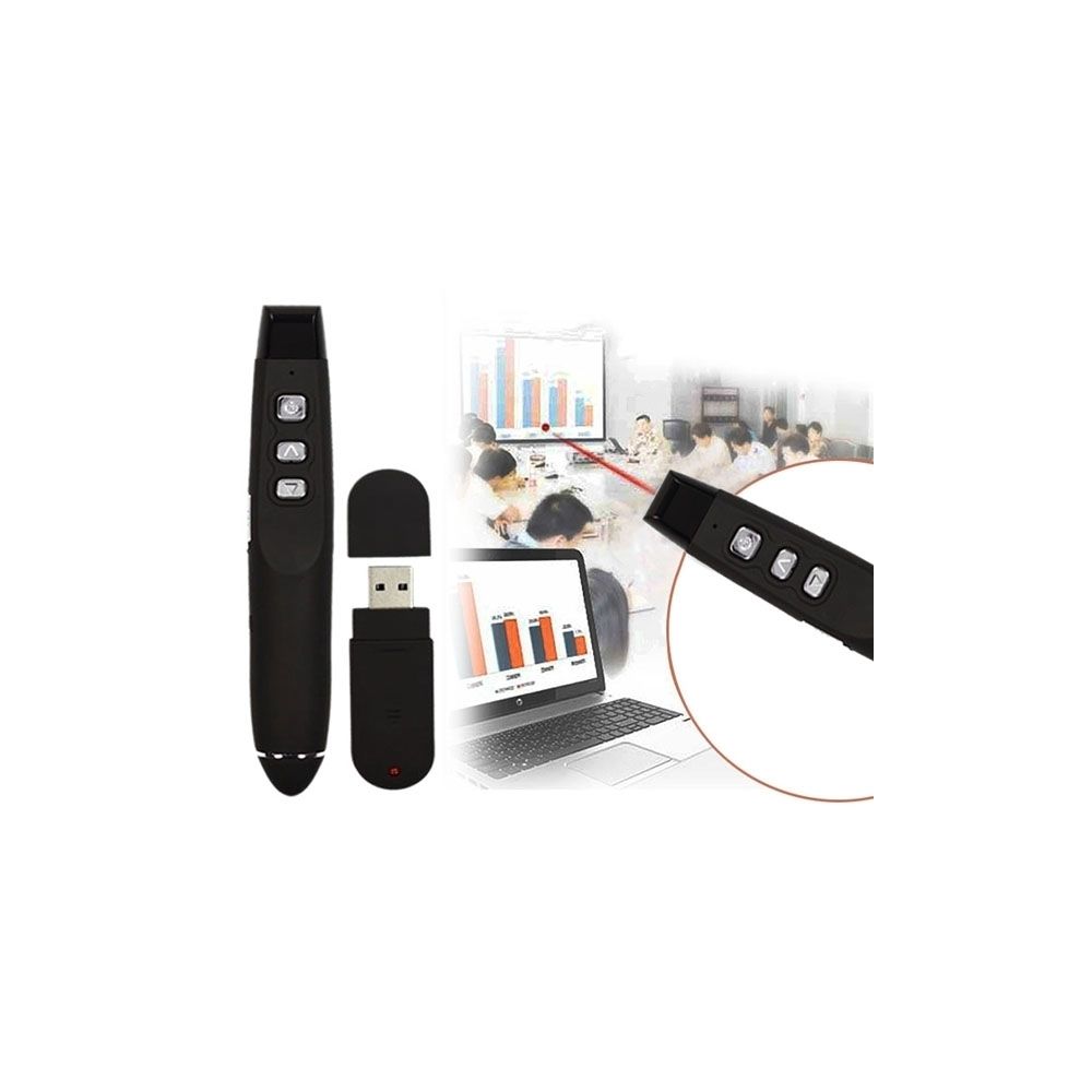 Wewoo - Télécommande noir 2.4GHz Présentation multimédia à distance PowerPoint Clicker Handheld Controller Pen avec récepteur USB, distance de contrôle: 15m - Accessoires de motorisation