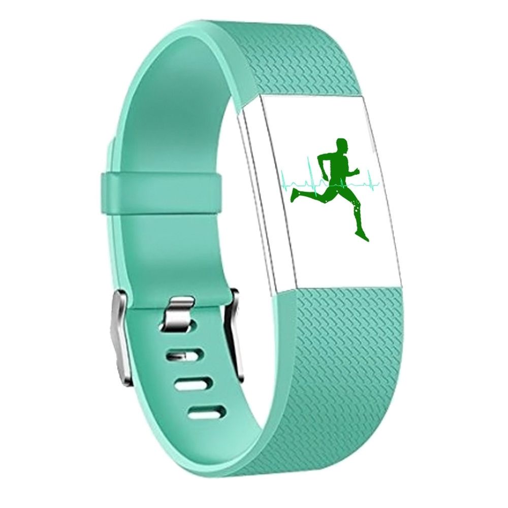Wewoo - Bracelet pour montre connectée Dragonne sport ajustable carrée FITBIT Charge 2taille S10,5x8,5cm vert menthe - Bracelet connecté