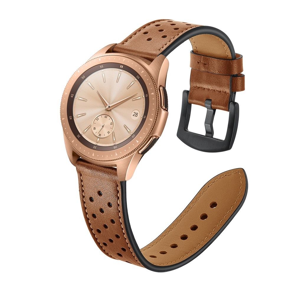 marque generique - Bracelet en cuir véritable marron pour votre Samsung Galaxy Watch 42mm (Rose Gold Type) - Accessoires bracelet connecté