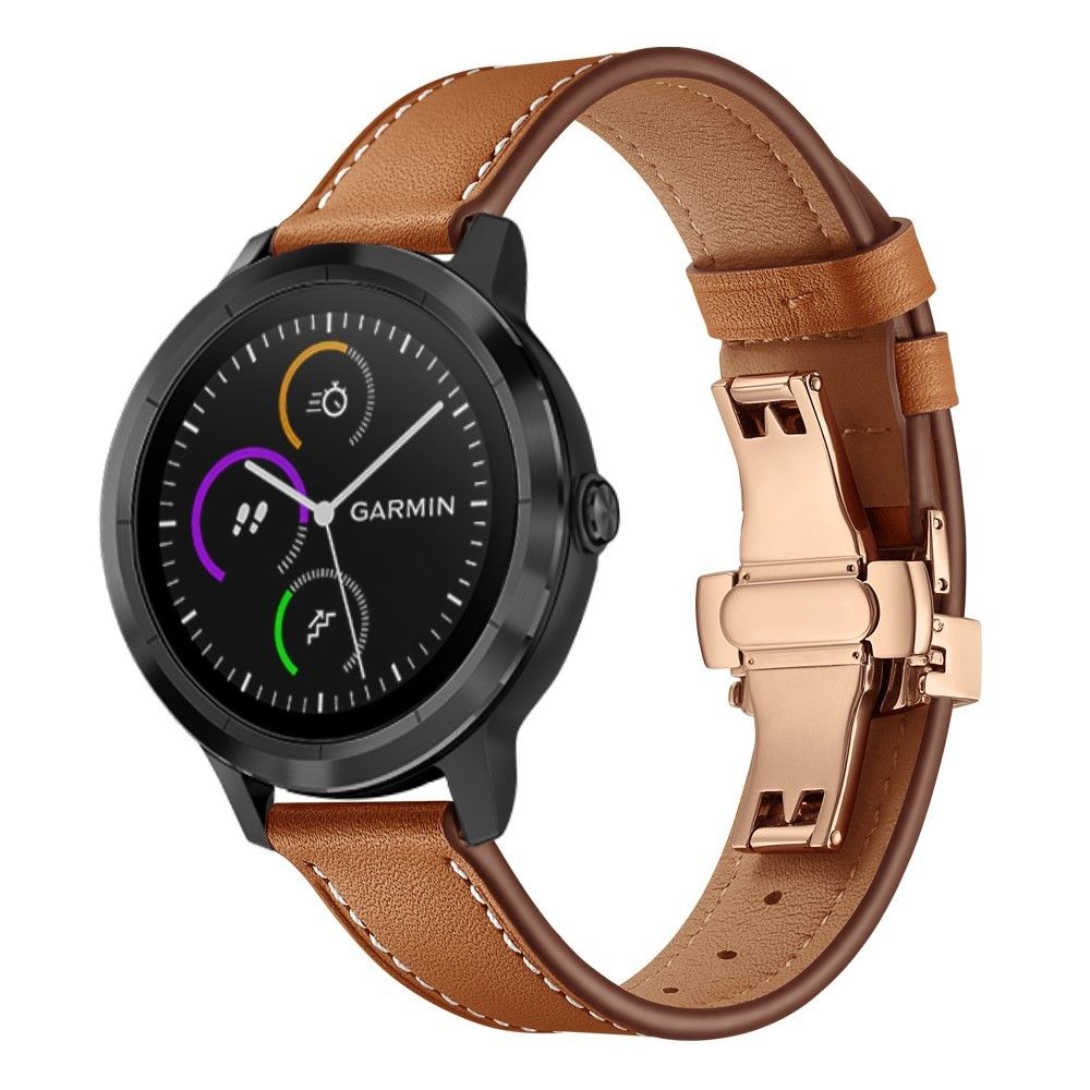 marque generique - Bracelet en cuir véritable couche supérieure brun or rose pour votre Garmin Vivoactive 3/Vivomove HR - Accessoires bracelet connecté