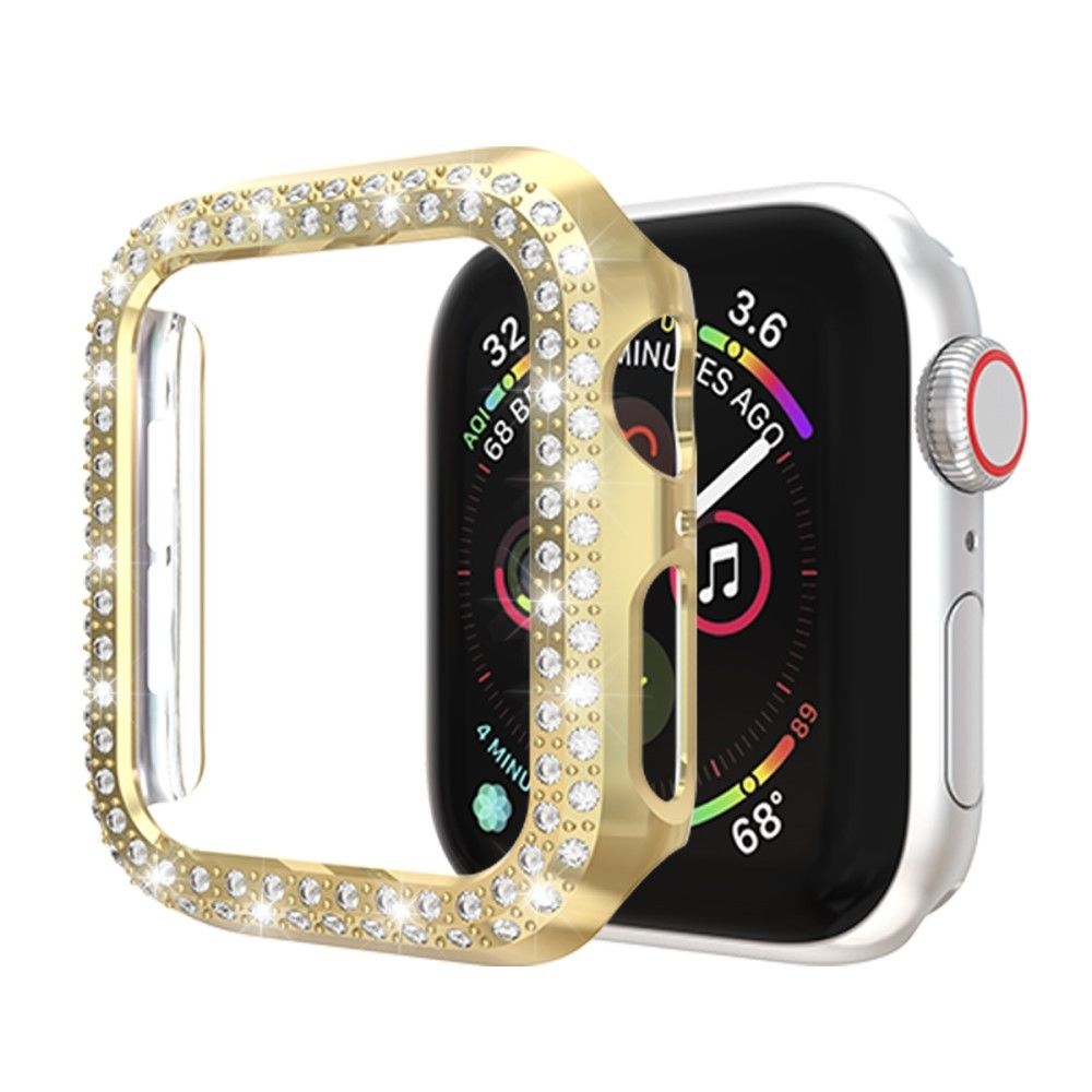 marque generique - Coque en TPU décor en strass à deux rangées or pour votre Apple Watch Series 4 44mm - Accessoires bracelet connecté