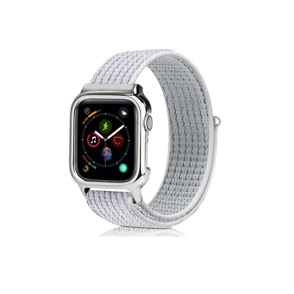 Wewoo - Bracelet de montre simple en nylon avec cadre pour Apple Watch série 4 40 mm blanc réfléchissant - Accessoires Apple Watch