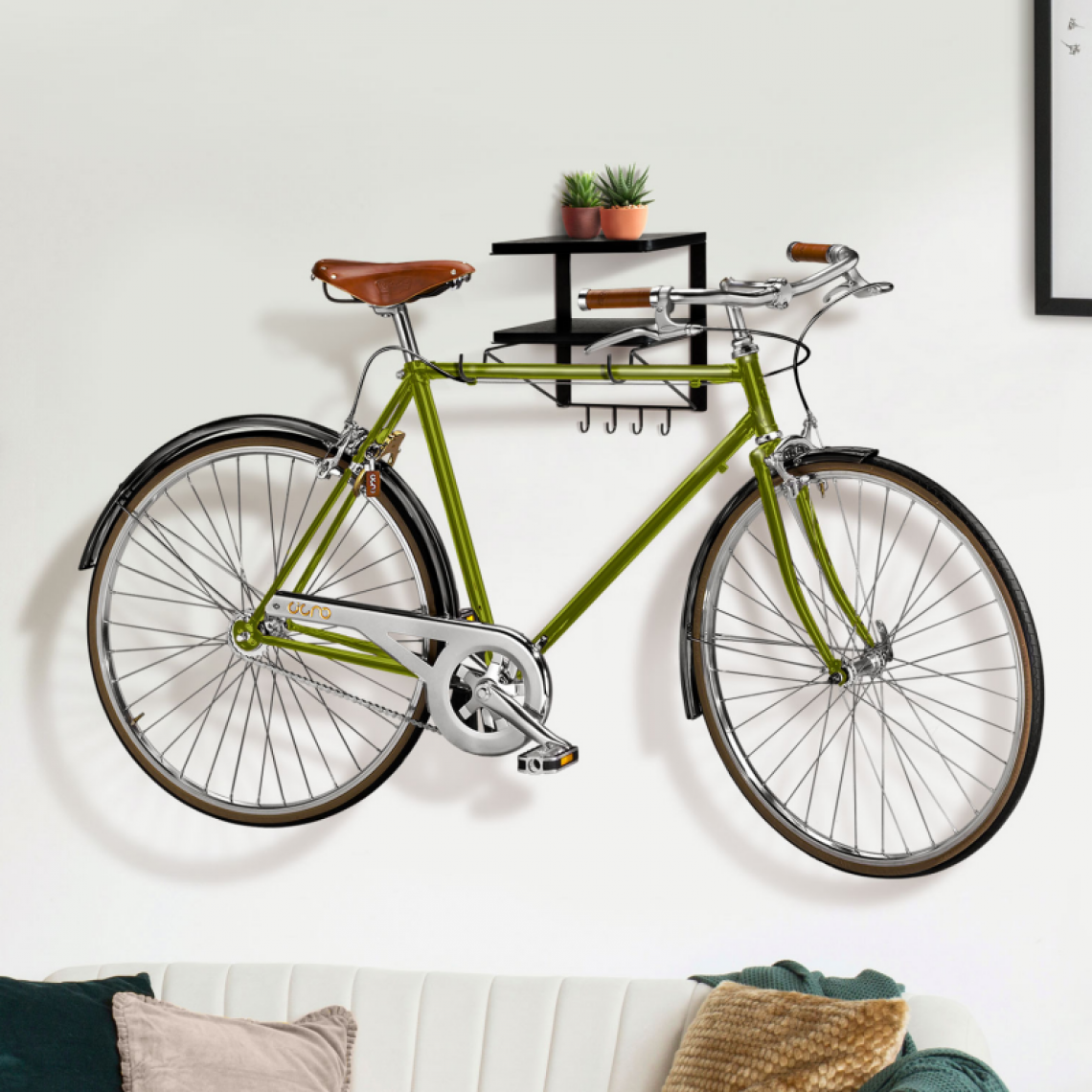 Idmarket - Porte vélo mural en métal avec 2 étagères et 6 crochets - Vélo électrique