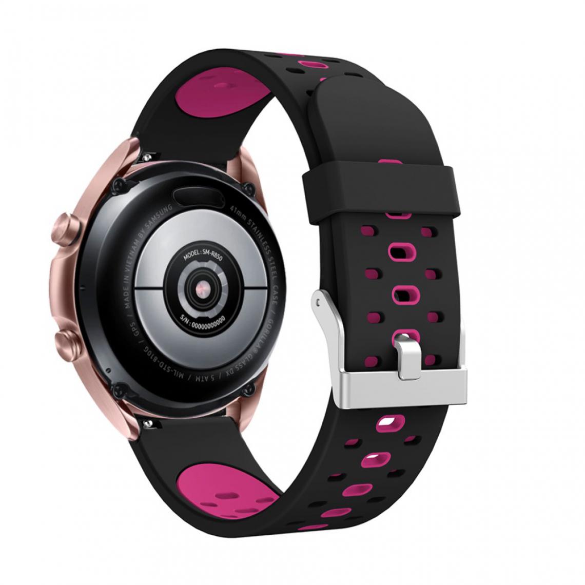 Other - Bracelet en silicone 20 mm bicolore noir/rose pour Samsung Galaxy Watch3 41mm - Accessoires bracelet connecté