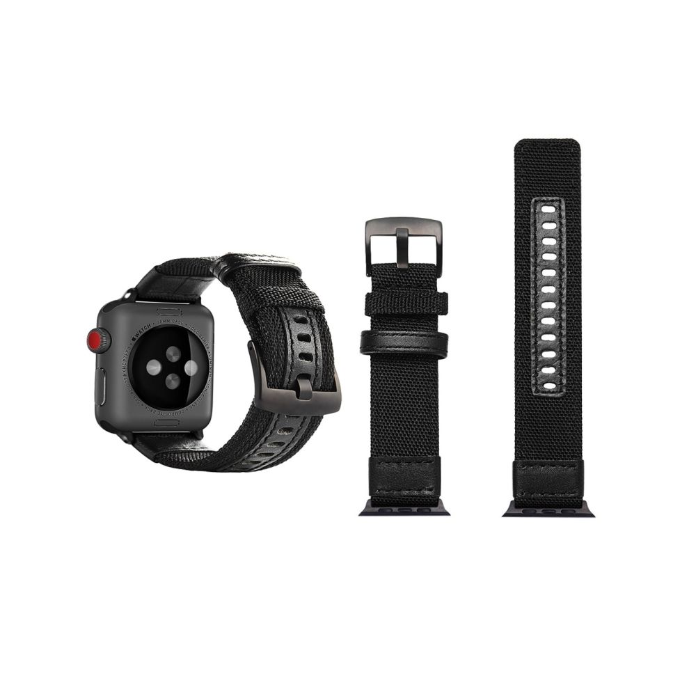 Wewoo - Bracelet de montre-bracelet en nylon de style Jeep avec boucle en acier inoxydable pour Apple Watch séries 3 et 2 et 1 42 mm (noir) - Accessoires Apple Watch