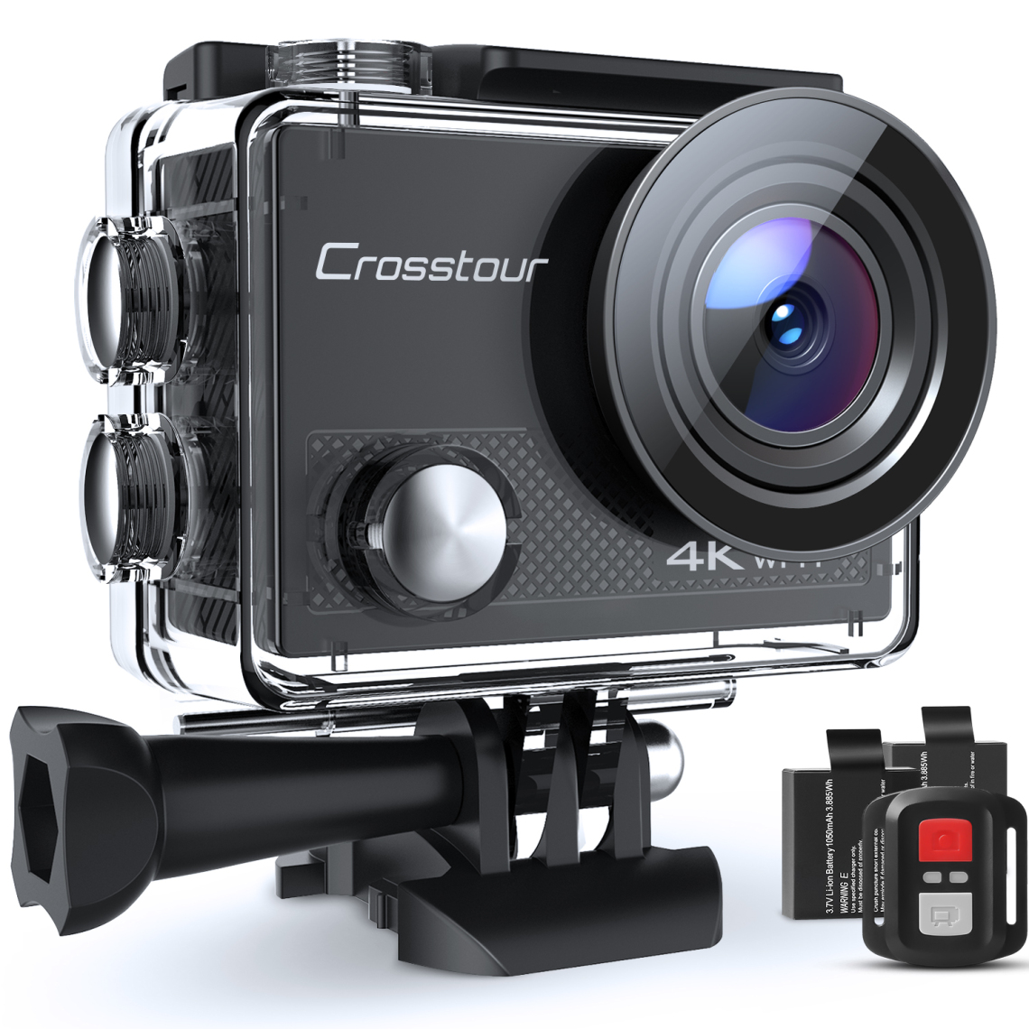 Crosstour - Crosstour Caméra Sport 4K Ultra HD Wi-FI 20 MP LDC avec Télécommande Appareil Photo Étanche 30M 170 °Grand-Angle et 18 Accessoires CT9000 - Accessoires caméra