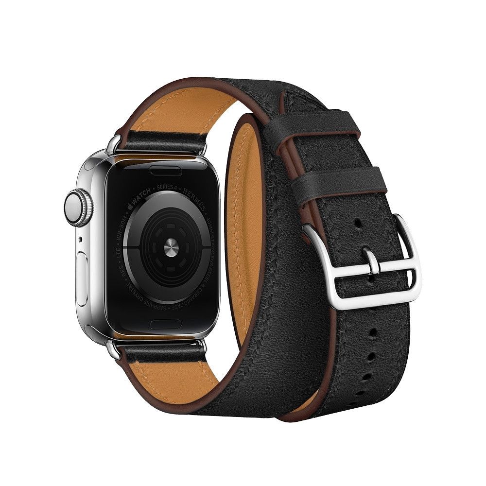 Wewoo - Pour Apple Watch Bracelet en cuir à double boucle universelle cuirgénération 42mm noir - Accessoires Apple Watch