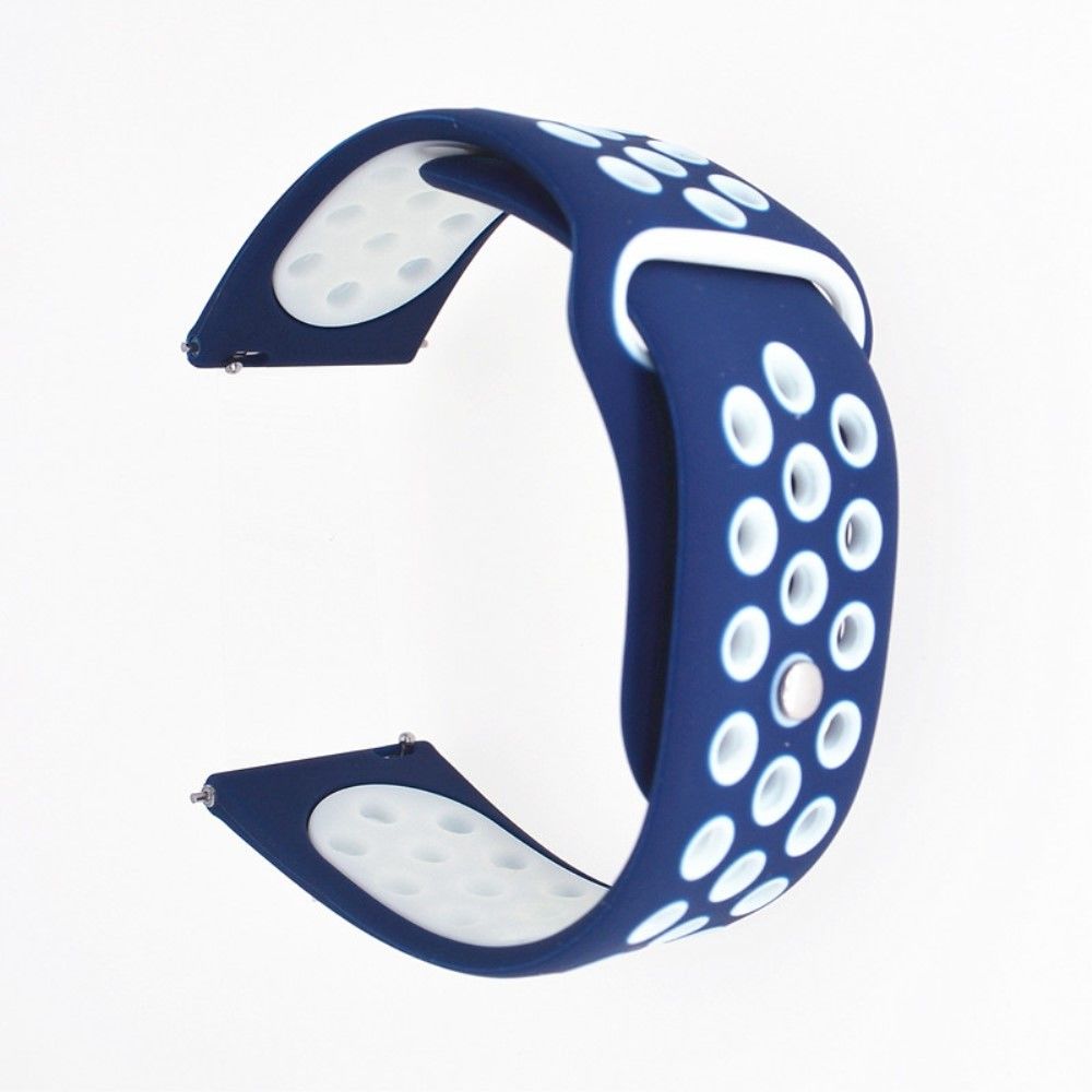 marque generique - Bracelet en silicone creux 20mm bicolore bleu foncé/blanc pour votre Garmin Forerunner 645 Music/Vivoactive 3/Vivomove HR - Accessoires bracelet connecté