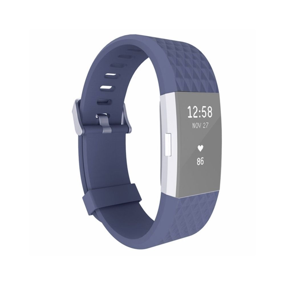 Wewoo - Bracelet bleu foncé pour Montre Fitbit Charger 2 Diamond Texture TPU, pleine longueur: 23cm - Bracelet connecté
