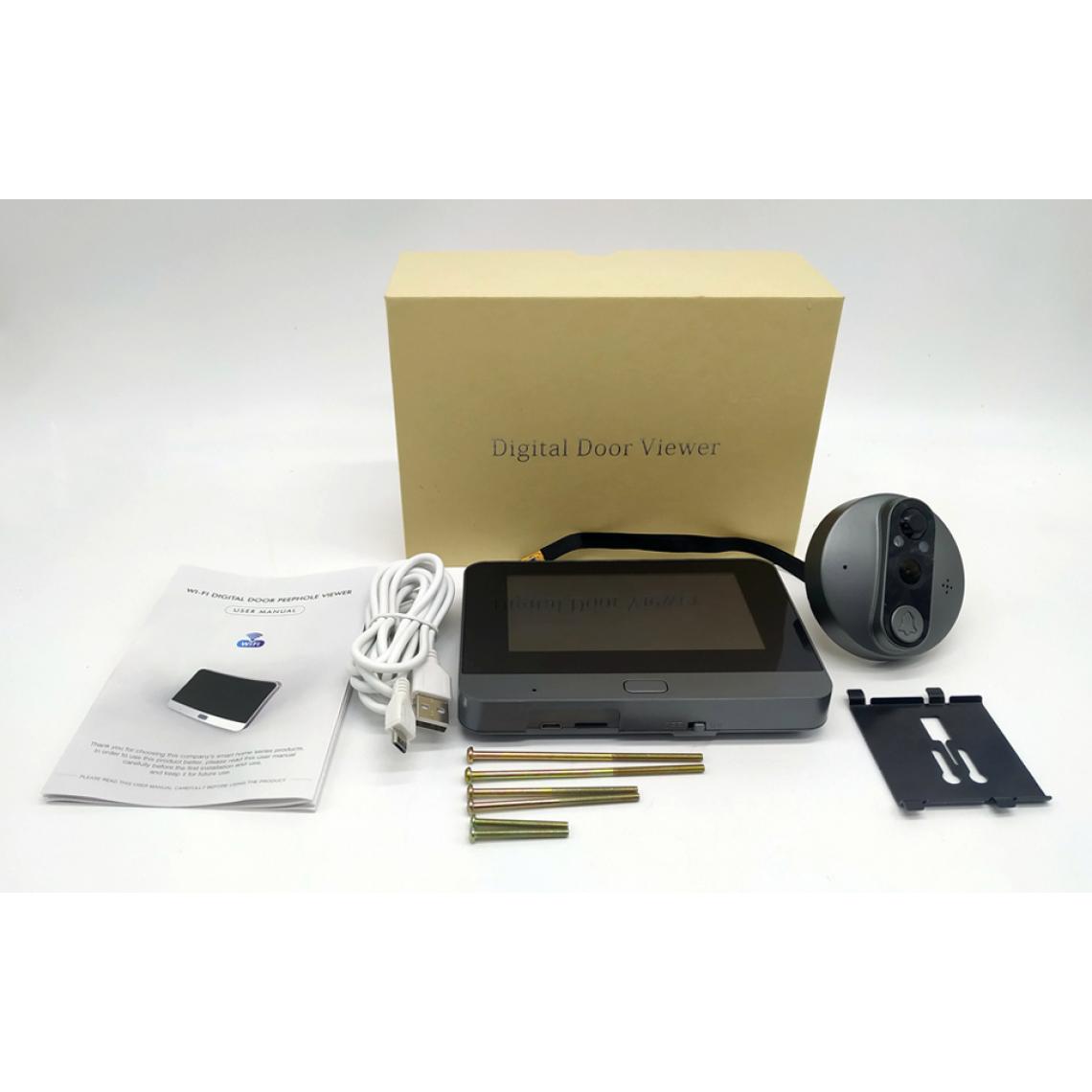Universal - Clochette WiFi intelligente avec caméra 720p/110 ° Vidéo Voyeur Site 4.3 (gris) - Sonnette et visiophone connecté