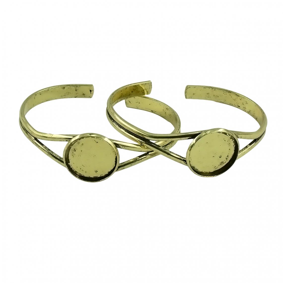 marque generique - 2pcs 20mm bangle réglages manchette bracelet cabochon blank bezel tray bronze - Bracelet connecté