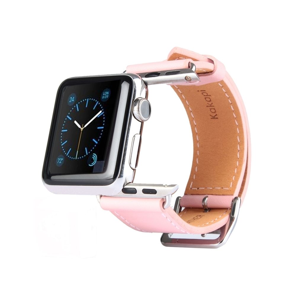 Wewoo - Bracelet rose pour Apple Watch en cuir de vachette avec boucle en métal de 38 mm avec connecteur - Accessoires Apple Watch
