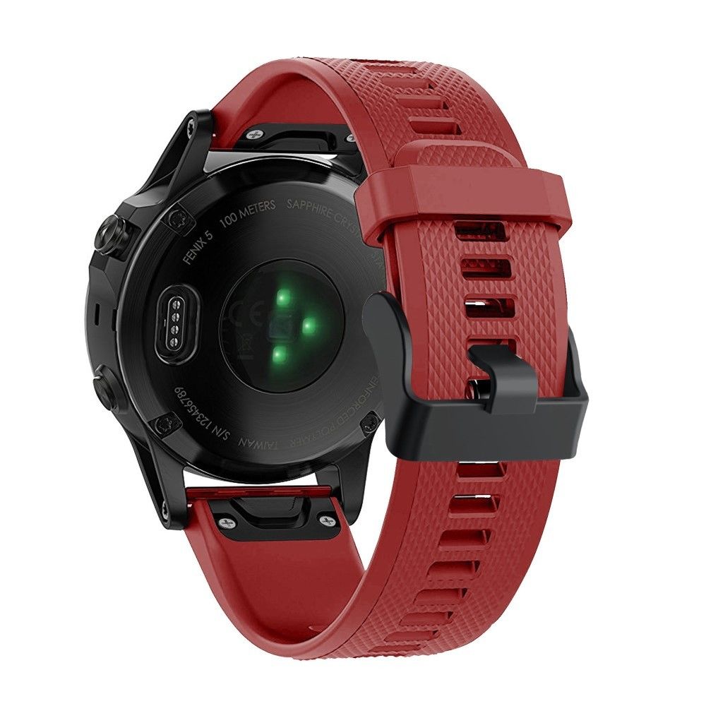 marque generique - Bracelet en silicone sport avec boucle noire rouge pour votre Garmin Fenix 5 - Accessoires bracelet connecté