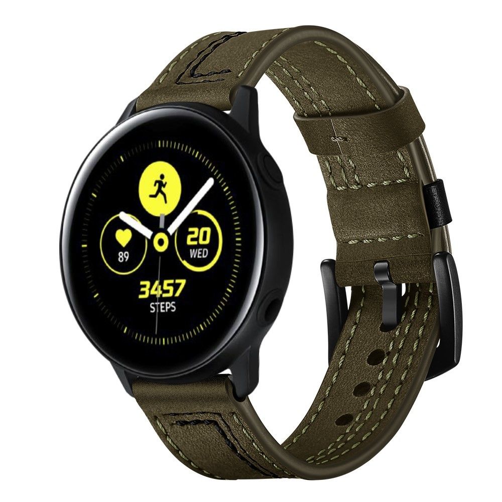 marque generique - Bracelet en cuir véritable 20 points en forme de 7 vert pour votre Samsung Galaxy Watch Avtive 42mm - Accessoires bracelet connecté