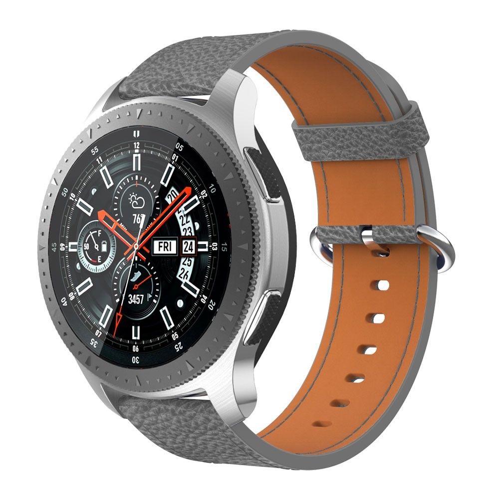 marque generique - Bracelet en cuir véritable boucle classique gris pour votre Samsung Galaxy Watch 46mm/Gear S3 Classic/S3 Frontier - Accessoires bracelet connecté