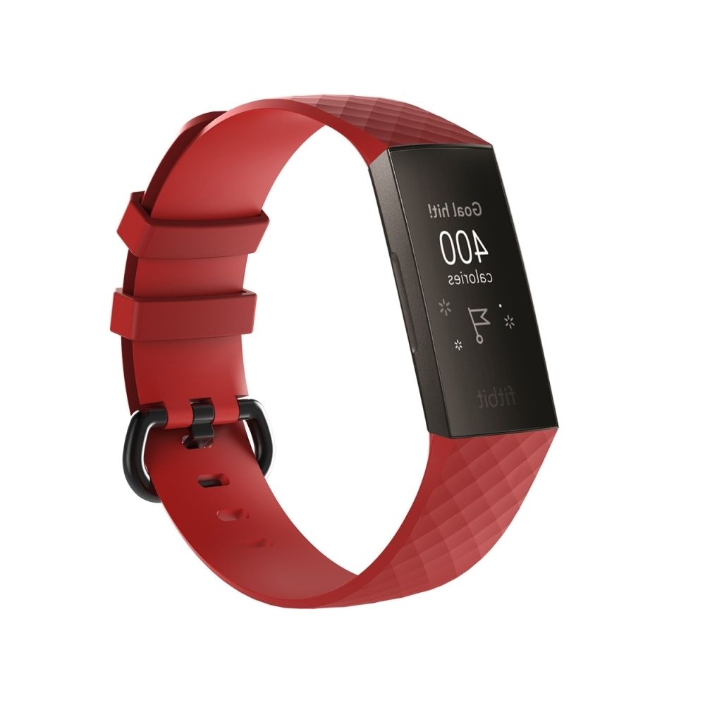 Wewoo - Bracelet en silicone à motif de diamants pour Fitbit Charge 3 (rouge) - Bracelet connecté