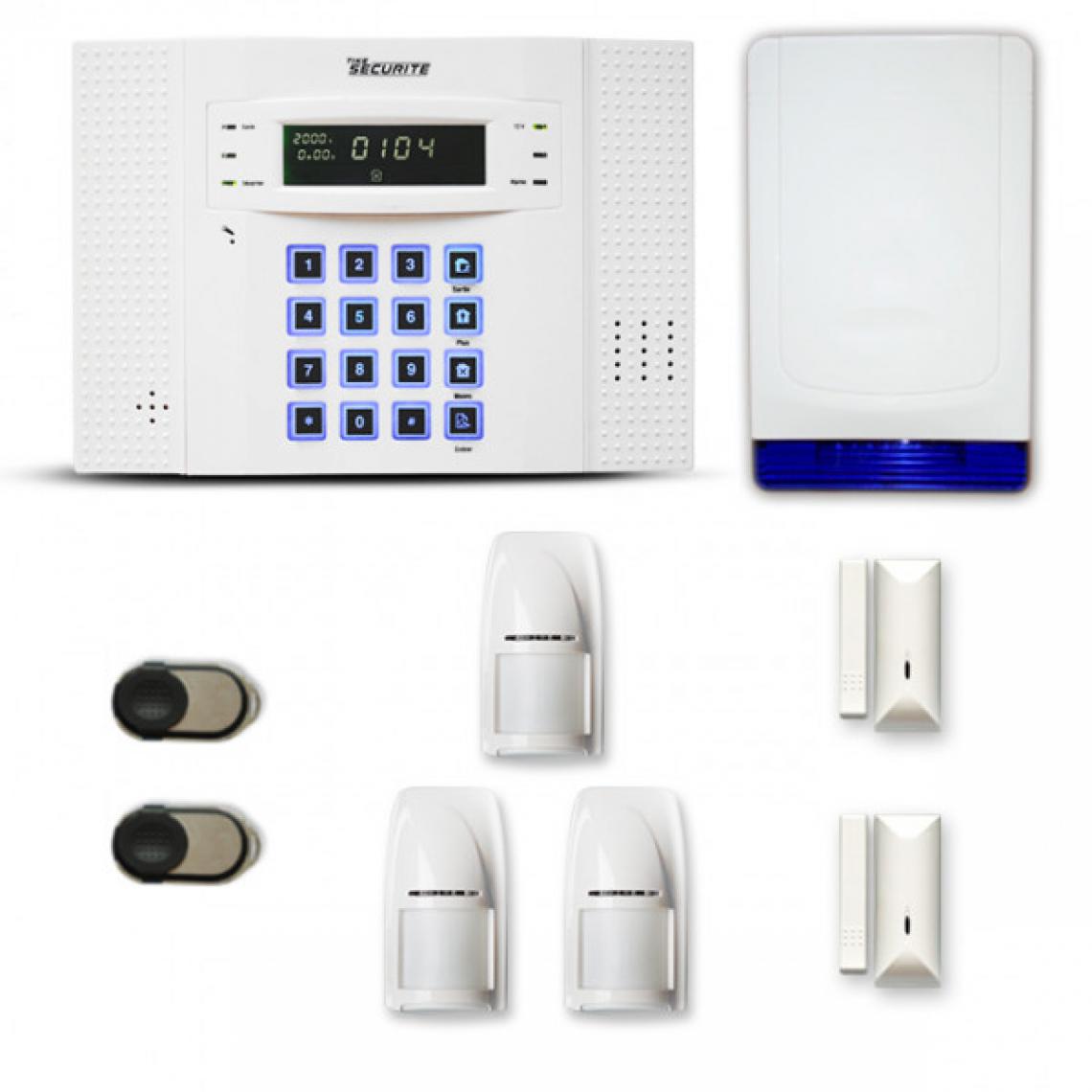 Tike Securite - Alarme maison sans fil DNB35 Compatible Box internet - Alarme connectée