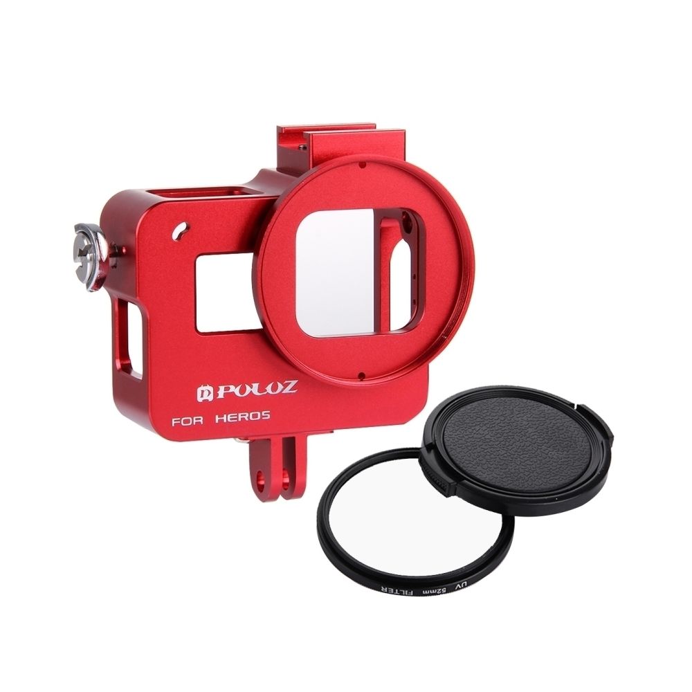 Wewoo - Pour GoPro HERO6 / 5 rouge logement Shell CNC alliage d'aluminium Cage de protection avec 52mm lentille UV - Caméras Sportives
