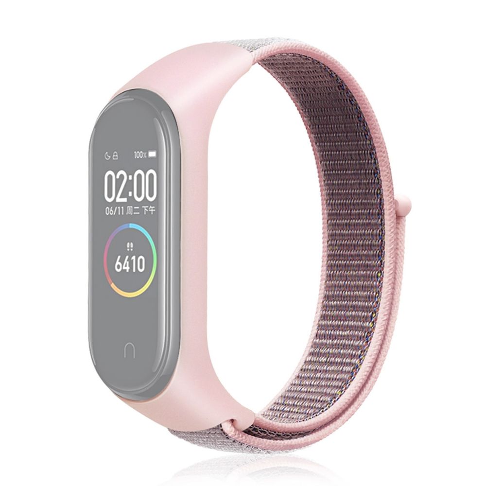 Wewoo - Bracelet pour montre connectée Smartwatch en nylon tissé la montre-bracelet Xiaomi Mi Band 3/4 rose - Bracelet connecté